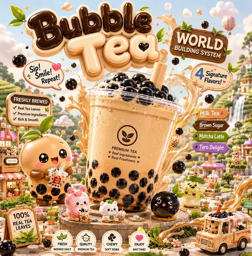 [Subject] transformed into a miniature brand universe. Th...