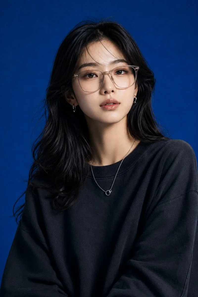 Create image Create a high-end studio fashion portrait in...