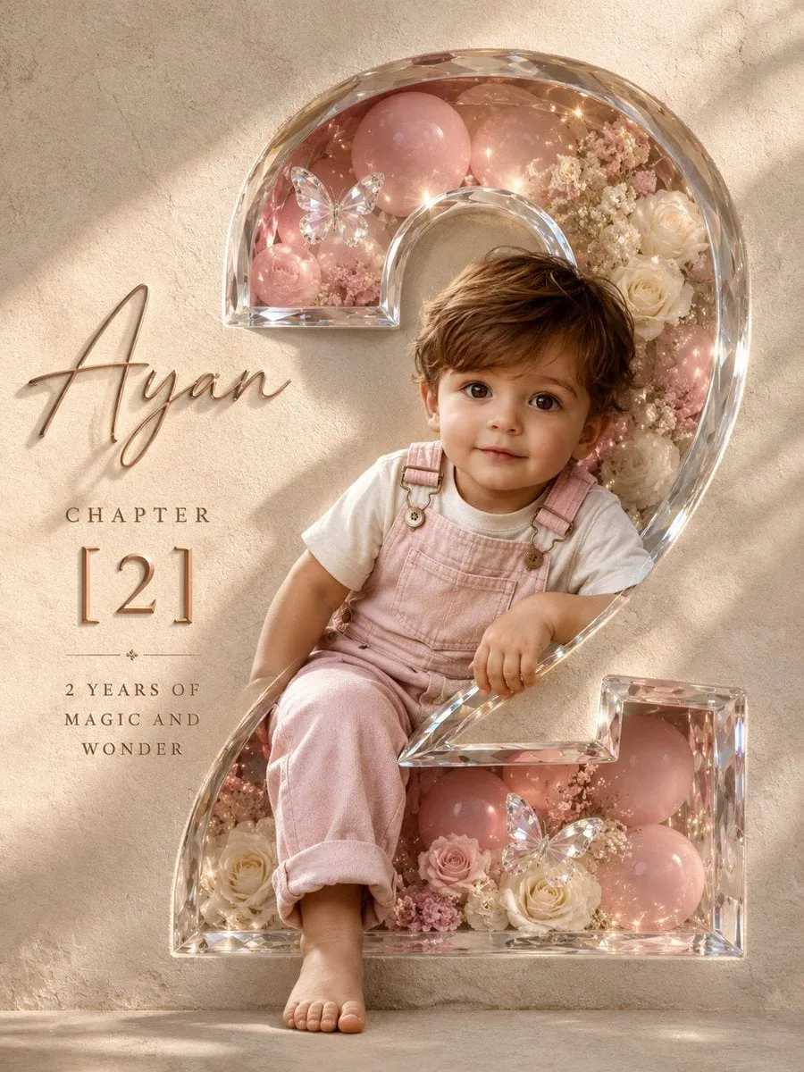 Professional luxury birthday poster, 3:4 portrait composi...