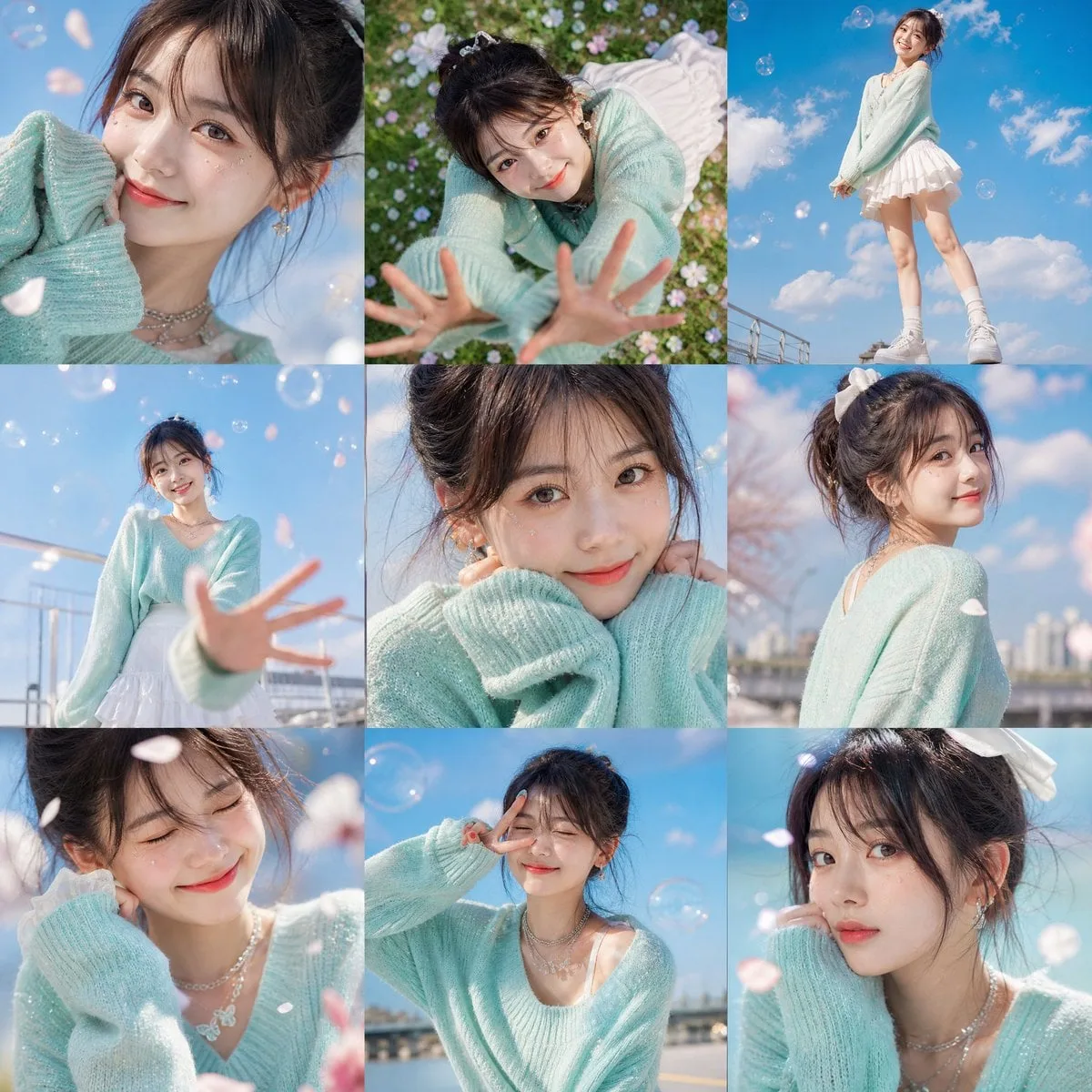 A vibrant 3×3 grid photo collage containing nine unique a...