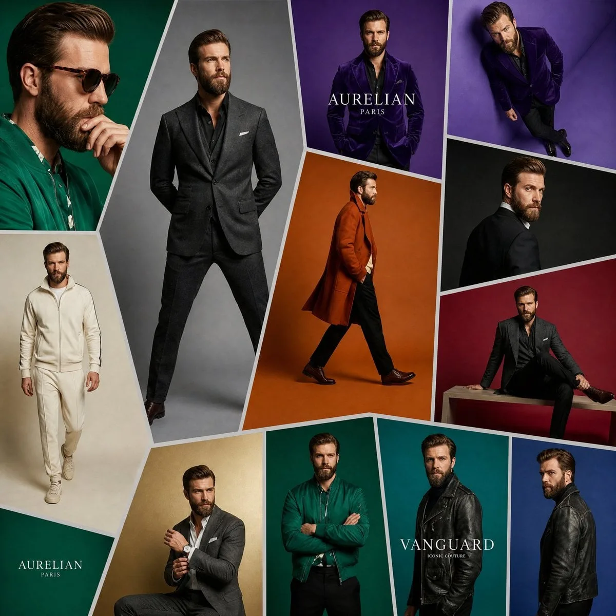 The SAME handsome Hollywood-inspired male model with a pe...