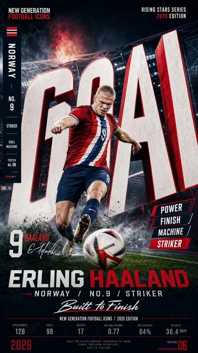 Create a vertical 9:16 high-resolution football star camp...