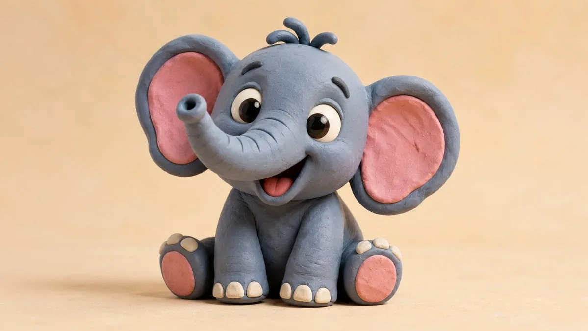 clay-style 3D render of a [Subject], made from smooth col...