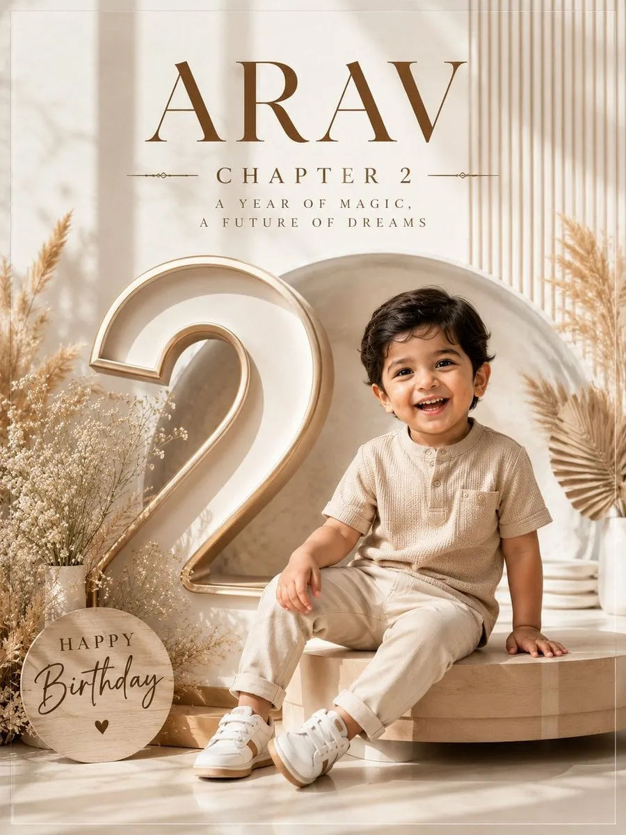 Professional luxury birthday poster, 3:4 portrait composi...