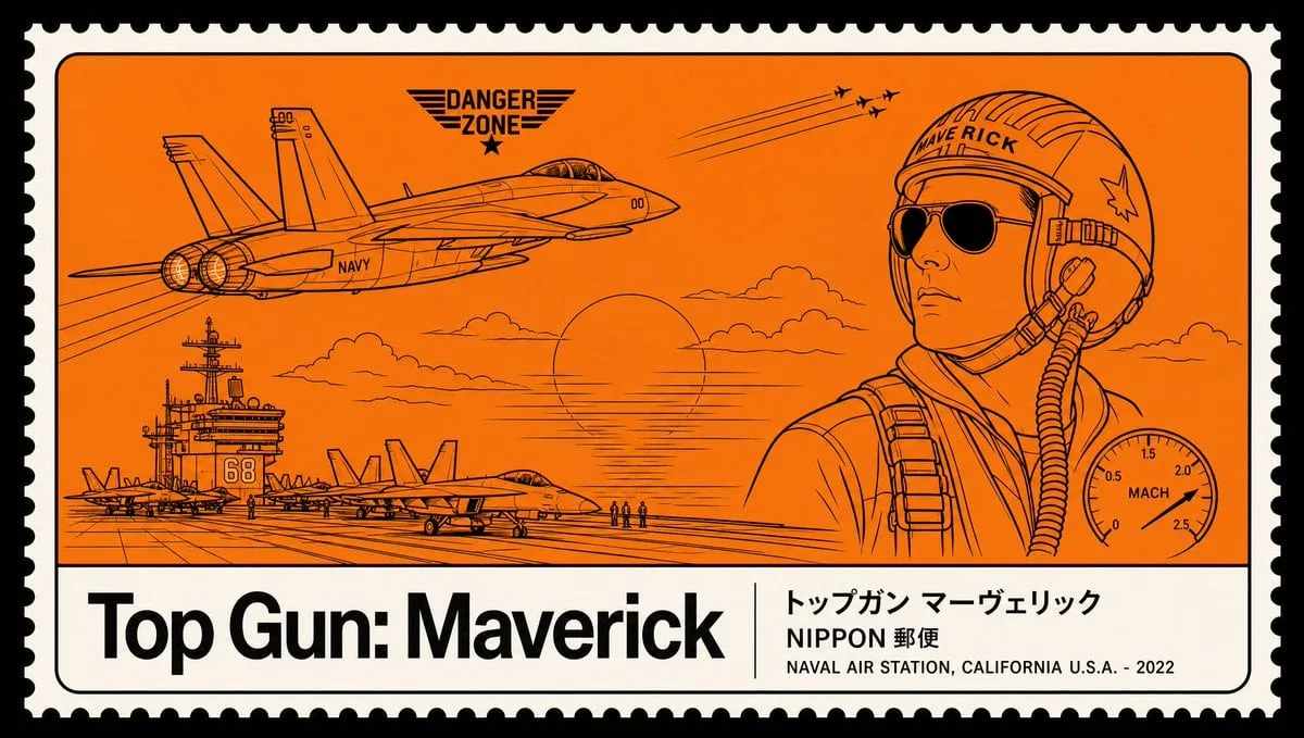 Minimalist Japanese postage stamp movie poster in the "Na...