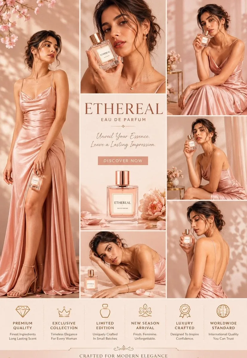 Ultra-premium luxury fashion advertisement collage, 4:5 v...
