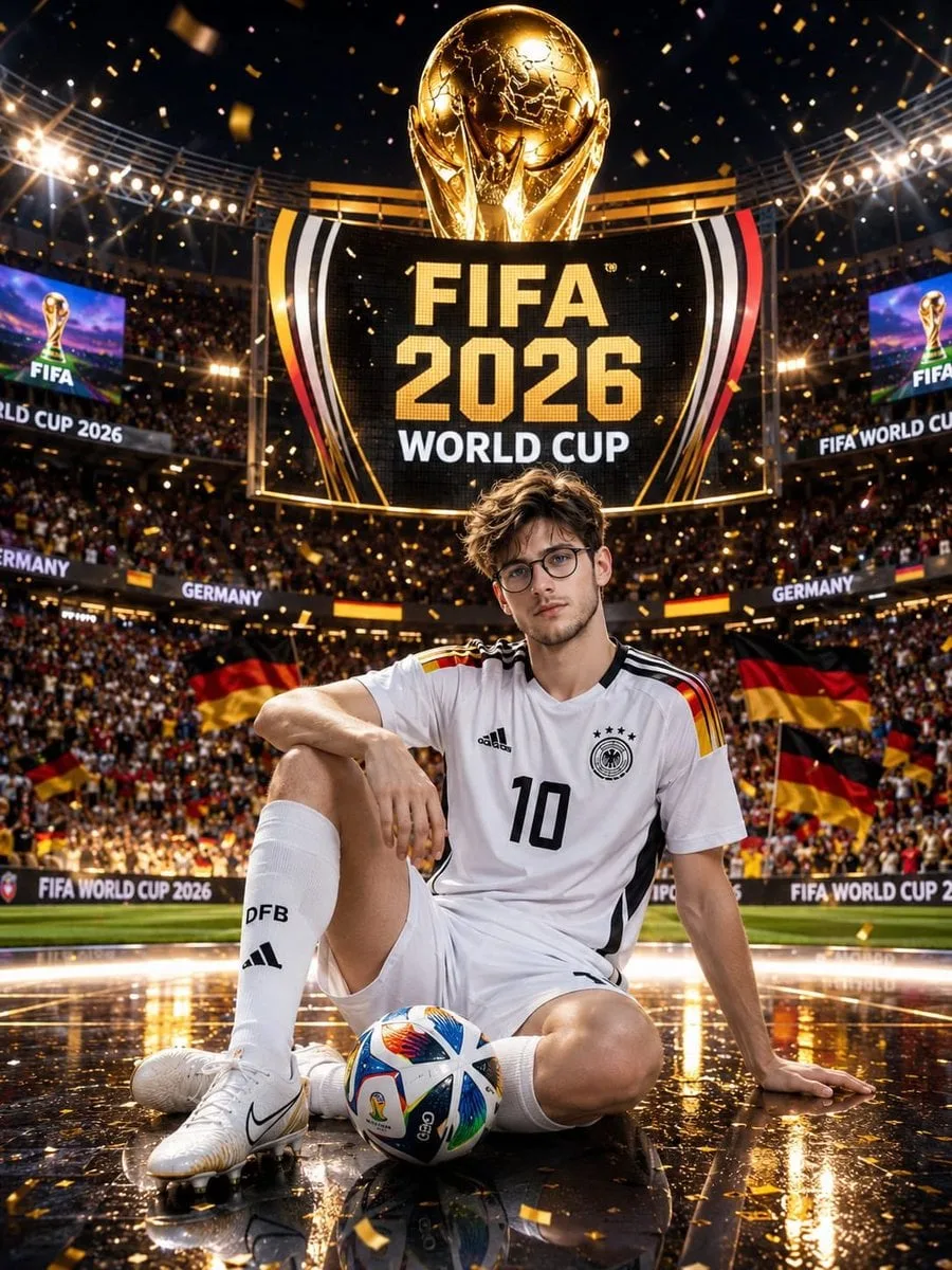 Ultra-realistic FIFA World Cup 2026 promotional poster fe...