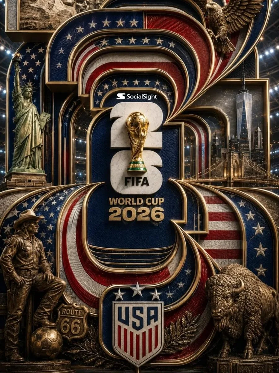 Ultra-detailed luxury 3D poster for the FIFA World Cup 20...