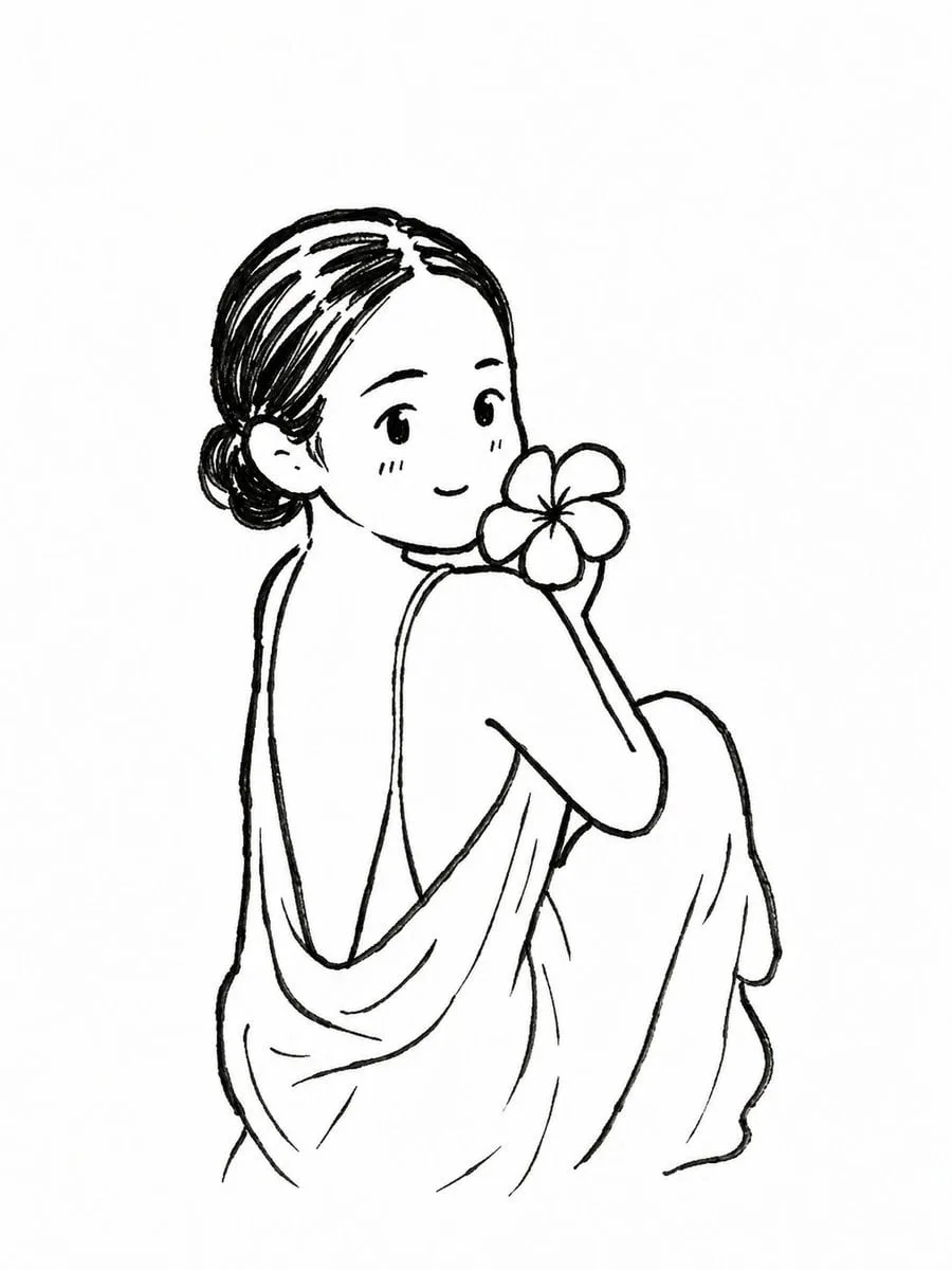 Transform the uploaded photo into a cute black-and-white ...