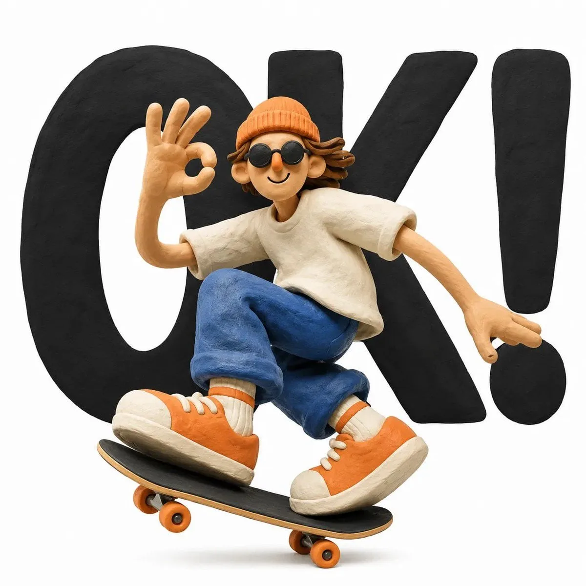 A cute handcrafted clay character in a whimsical 3D stop-...