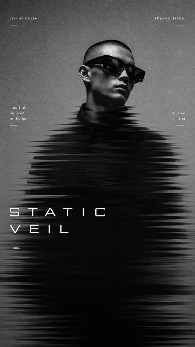 Create a 9:16 high-end experimental portrait poster with ...
