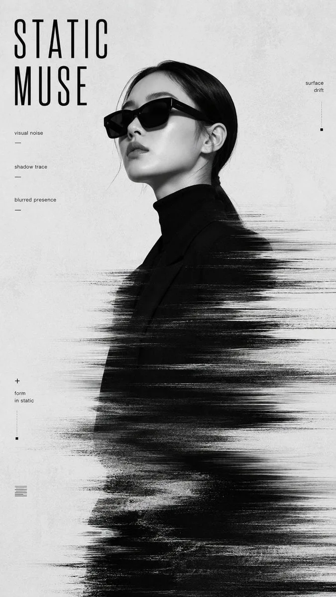 Create a 9:16 high-end experimental identity portrait pos...