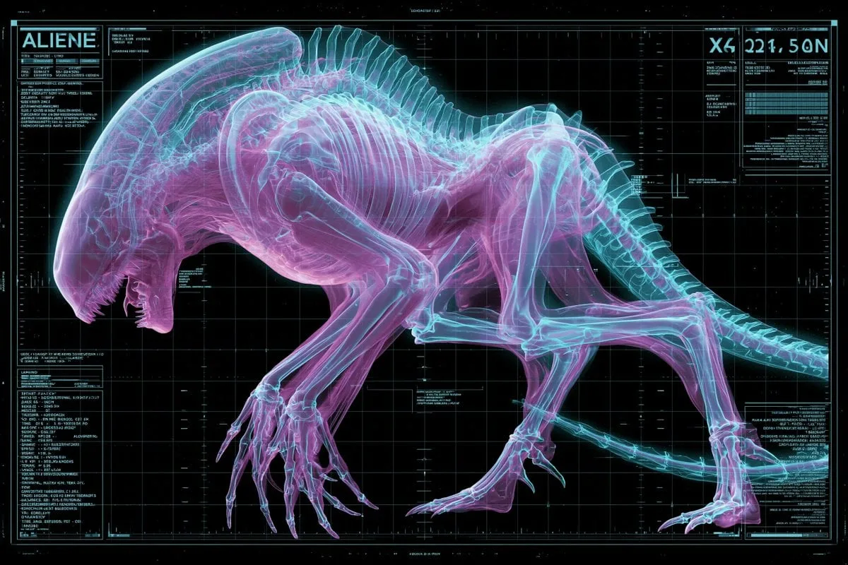 An X-ray scan of a [Subject], bones and internal structur...