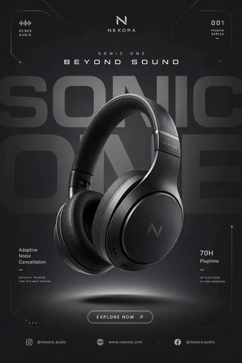Create a premium modern tech product promotional social m...