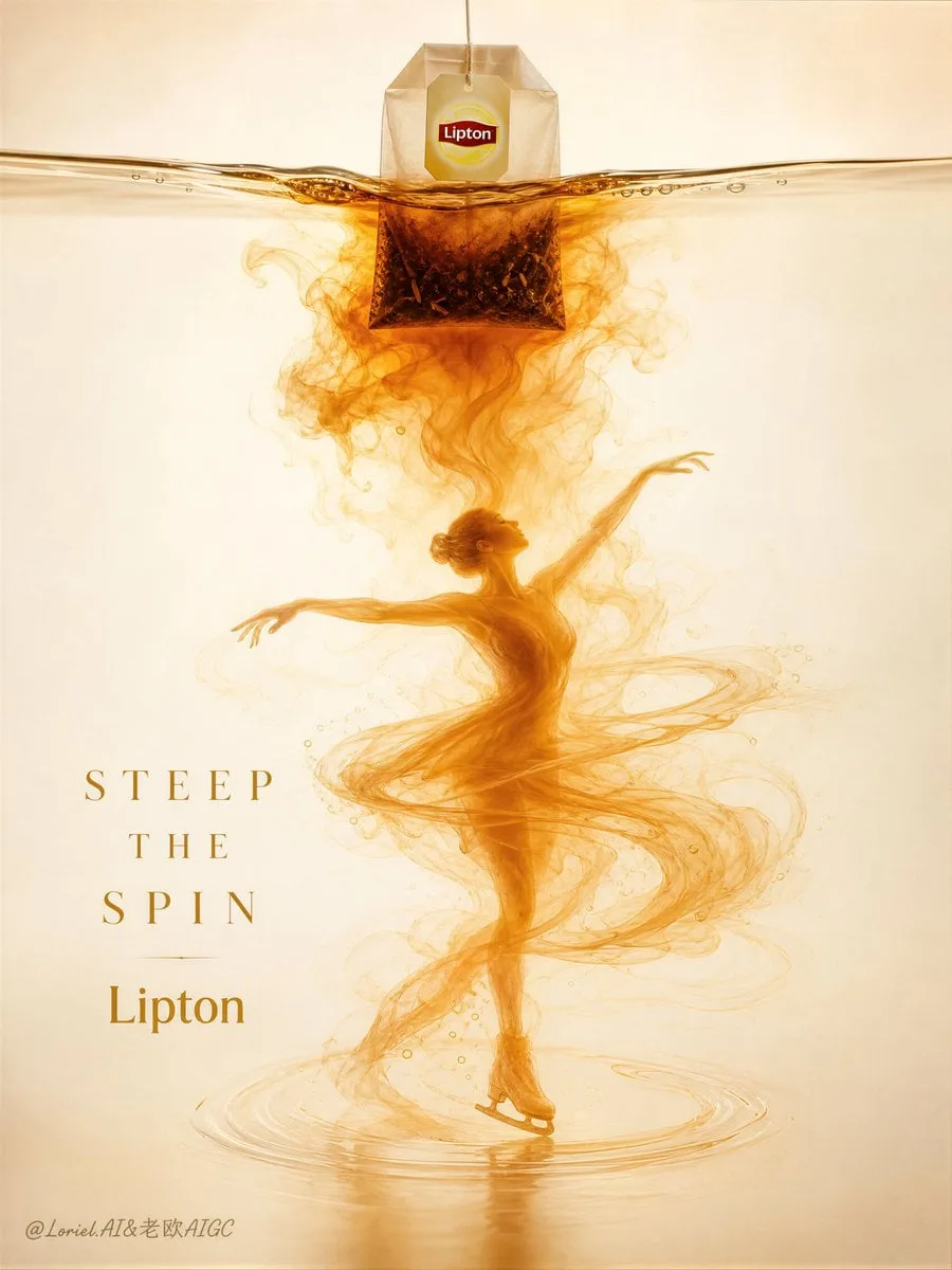 Create an ultra-premium advertising poster for Lipton tea...