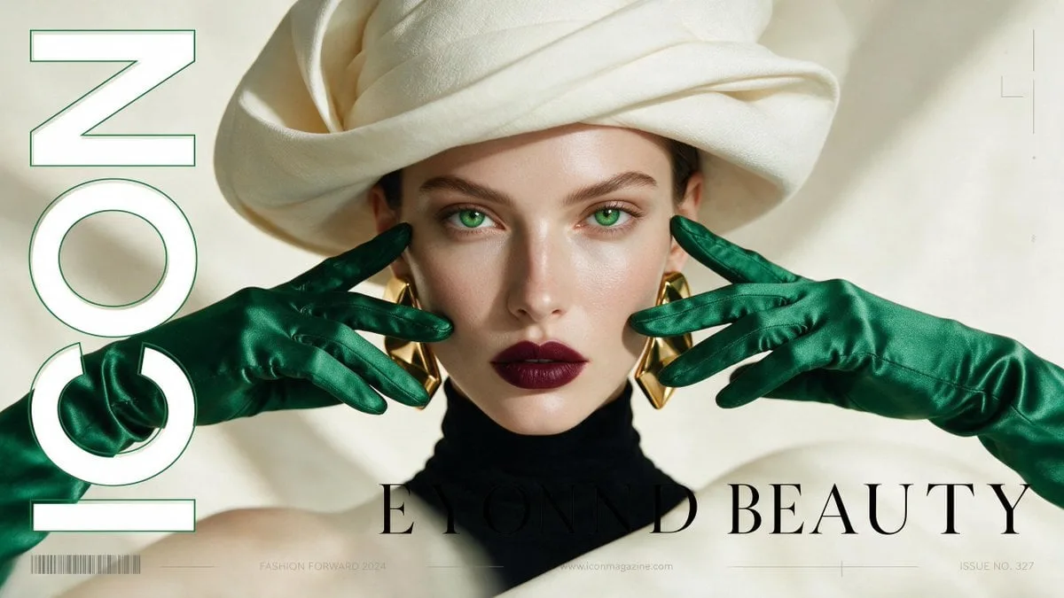 Ultra-realistic high-fashion editorial magazine cover fea...