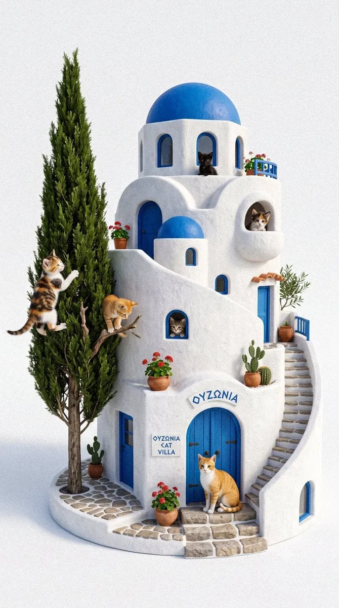 A breathtaking luxury cat house inspired by [Architecture...