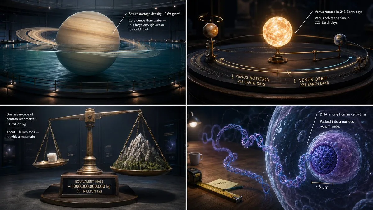 2x2 grid, 16:9, 4 mind-bending science facts input = [[Su...