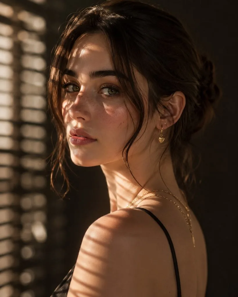 A hyper-realistic fashion portrait of a striking young wo...