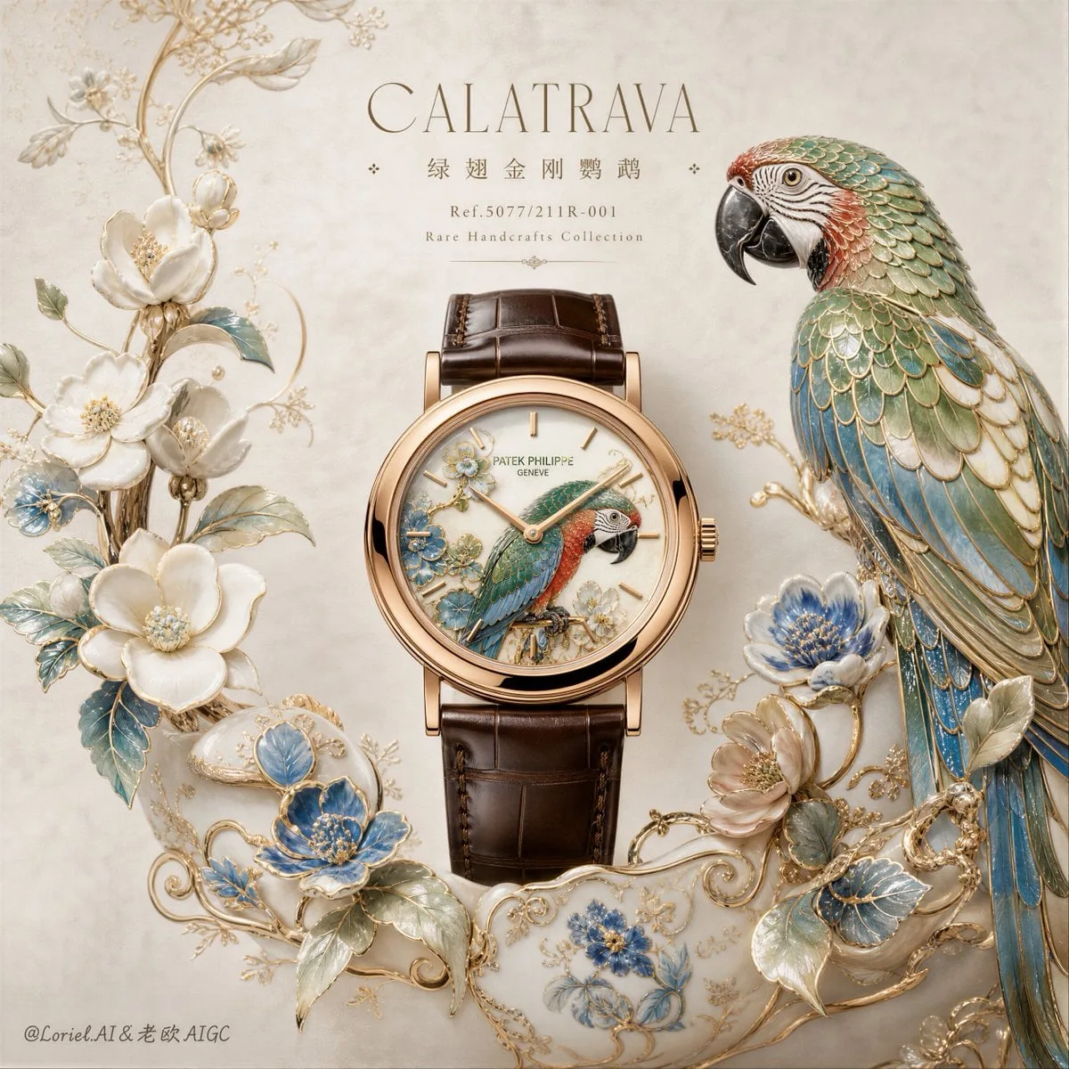 Create a luxurious vertical campaign poster for Patek Phi...