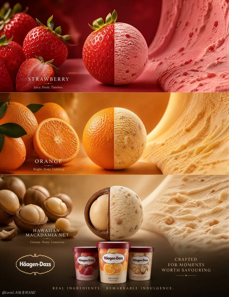 Create an ultra-premium vertical Häagen-Dazs flagship fla...