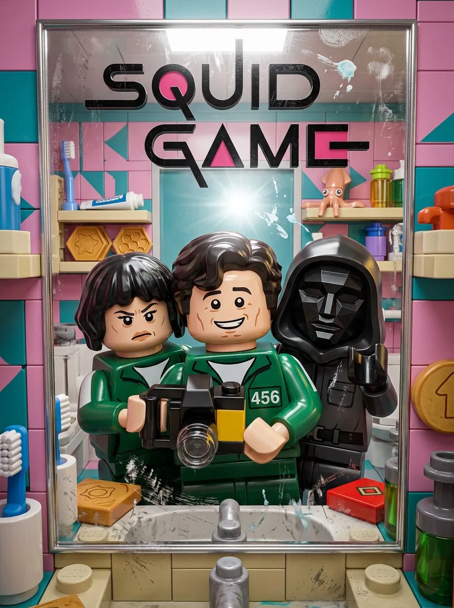 High-quality stylized 3D CGI LEGO render, vertical 3:4 co...
