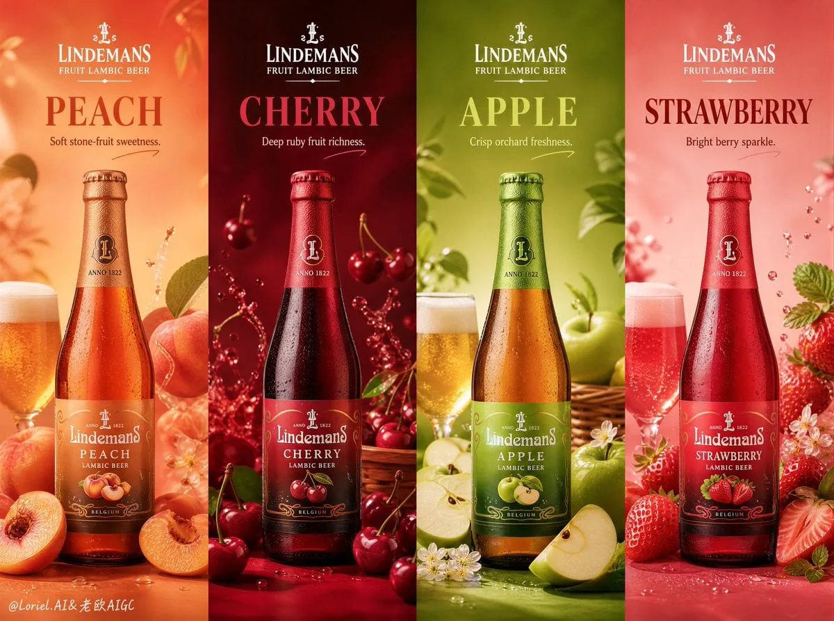 Create an ultra-premium horizontal 4-panel promotional po...