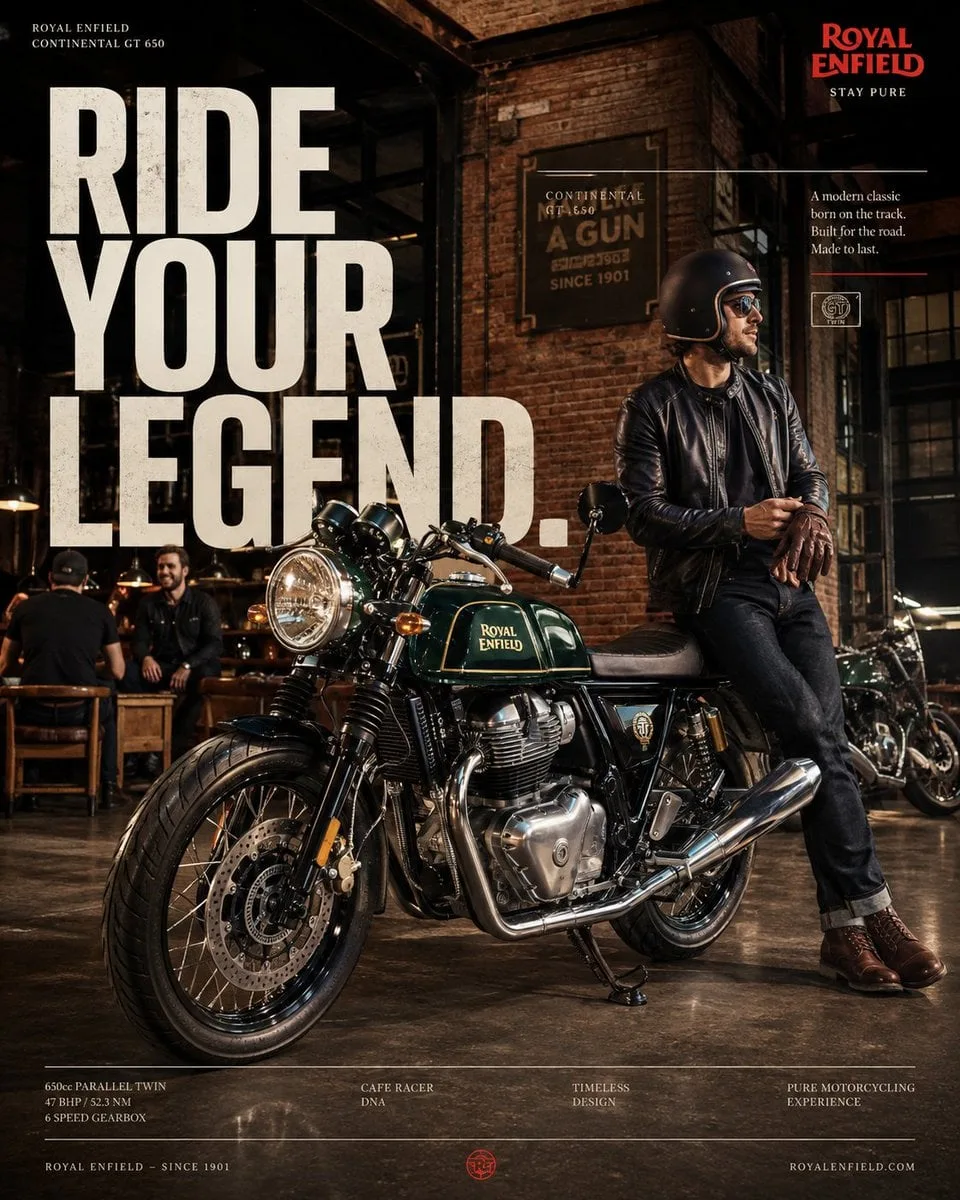 Рекламный постер Royal Enfield Continental GT