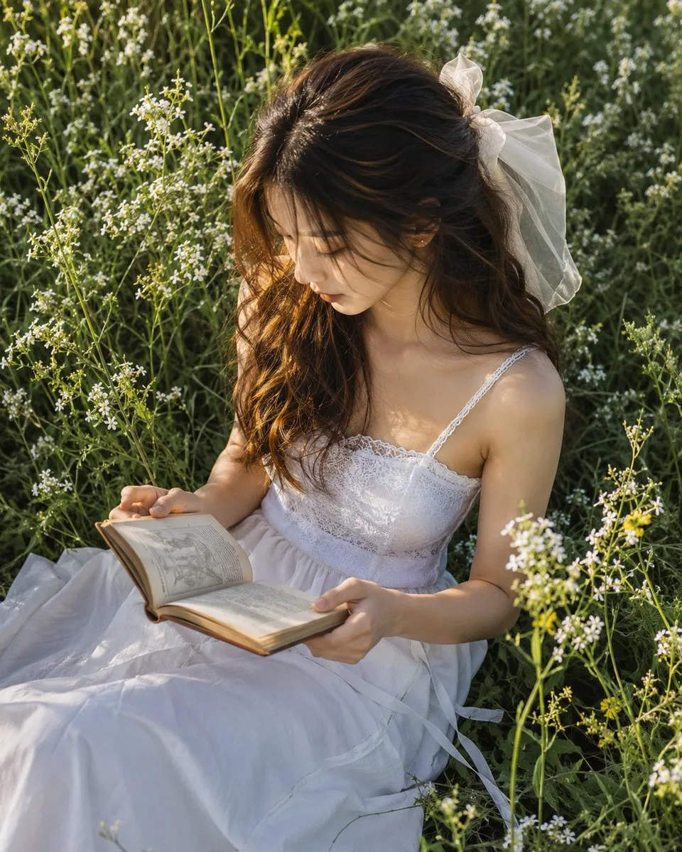 Женщина спокойно читает книгу