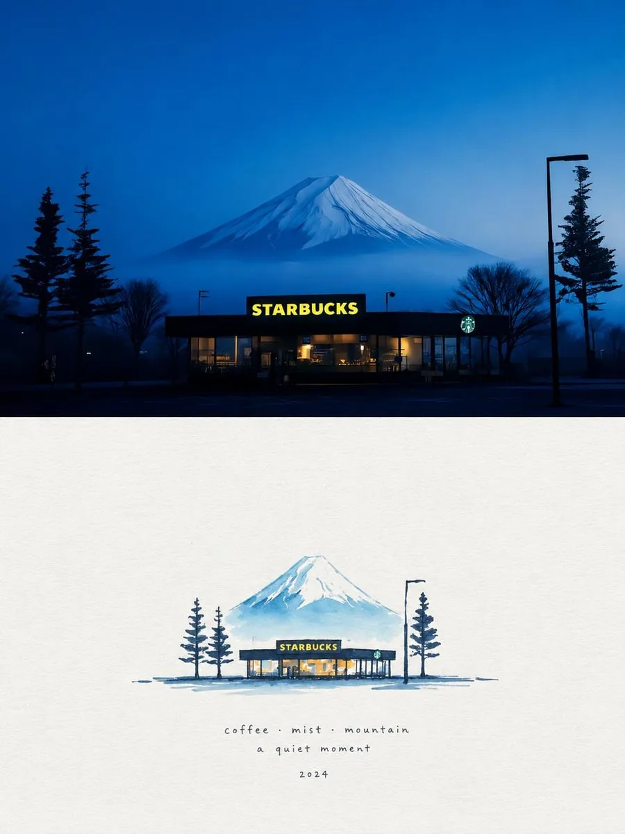 Starbucks у подножия Фудзи