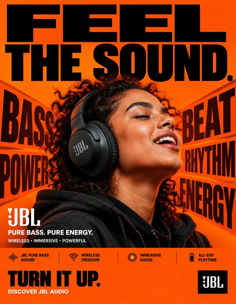 Постер кампании наушников JBL