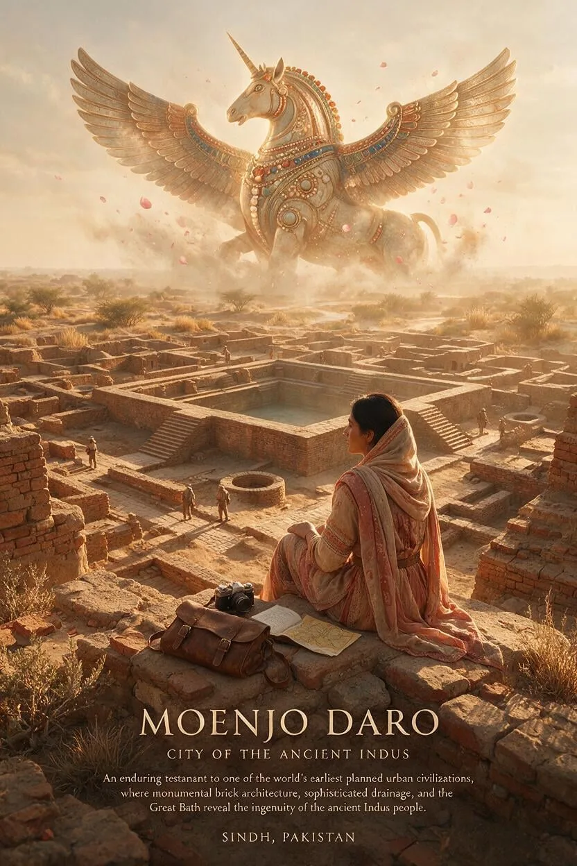 Create a breathtaking vertical cinematic archaeological t...