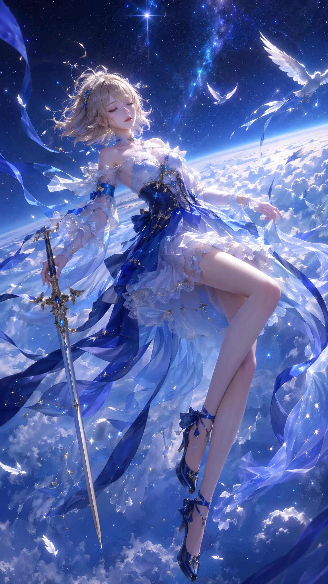 9:16 vertical, high-precision 3D CG oriental fantasy fema...