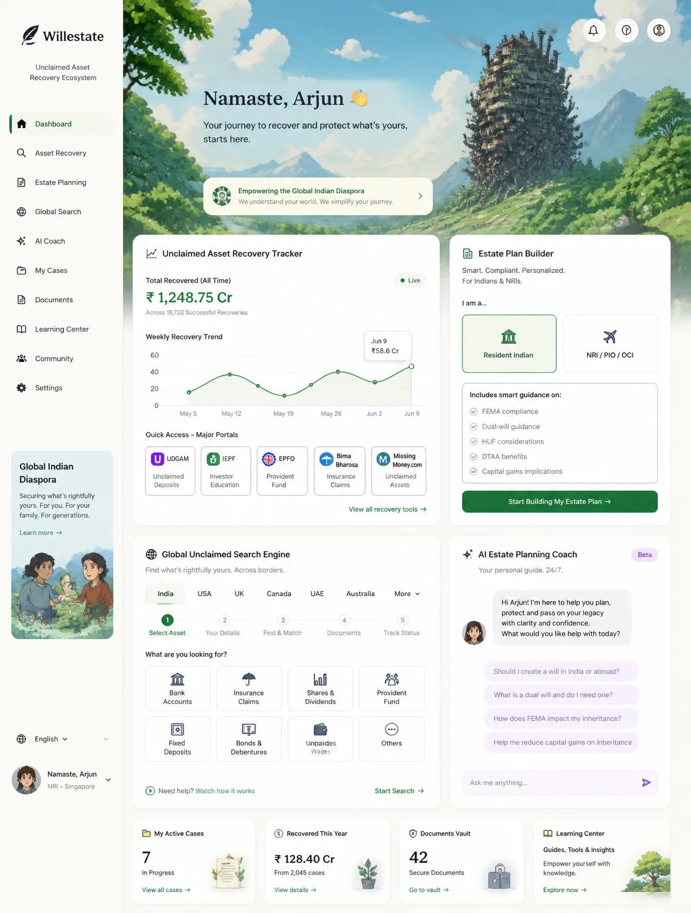design a website for Willestate, an Unclaimed Asset Recov...