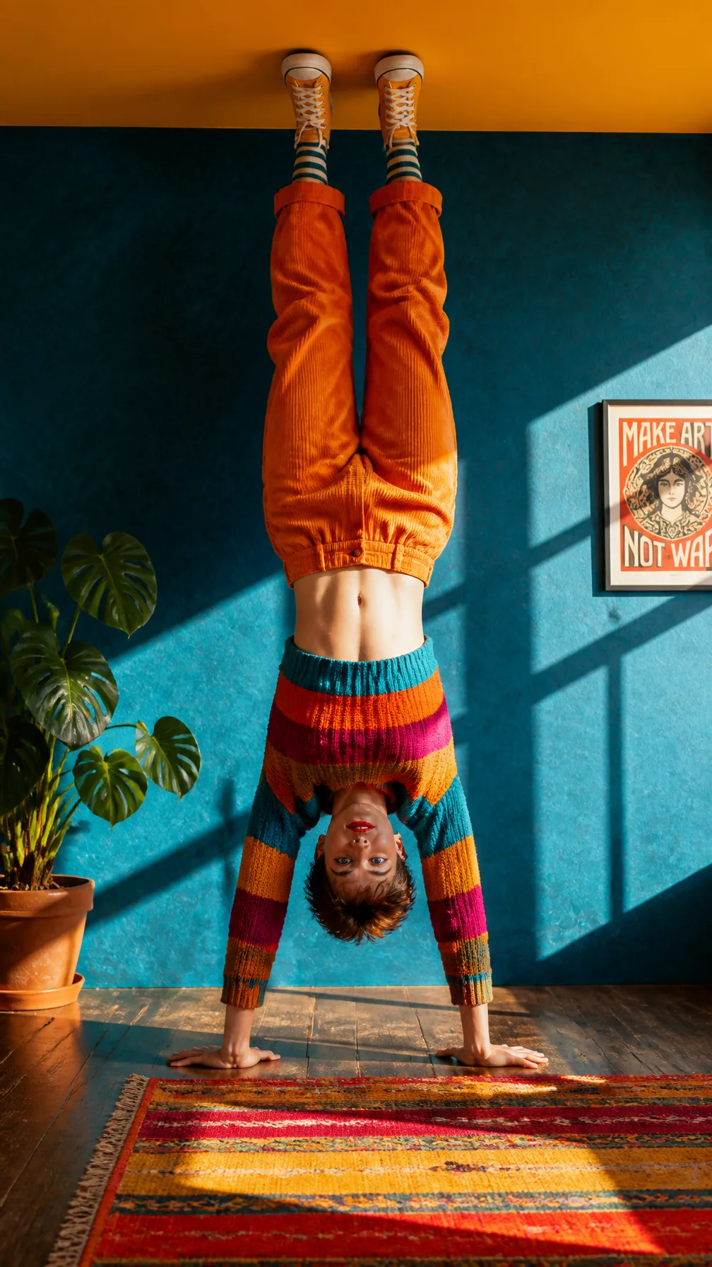 A high-quality, vibrant, full-body photograph of a young ...