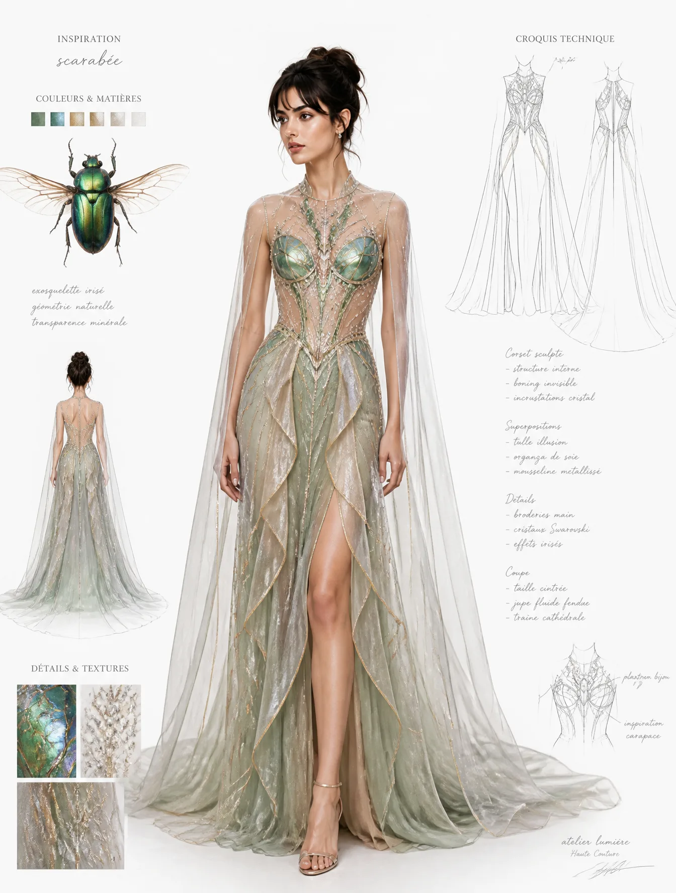 Fashion design draft/couture dress design page, the theme is inspired…