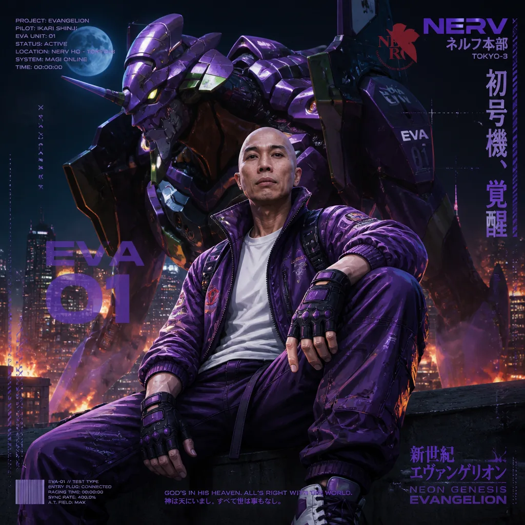 Hyper-realistic anime of the character in reference image...