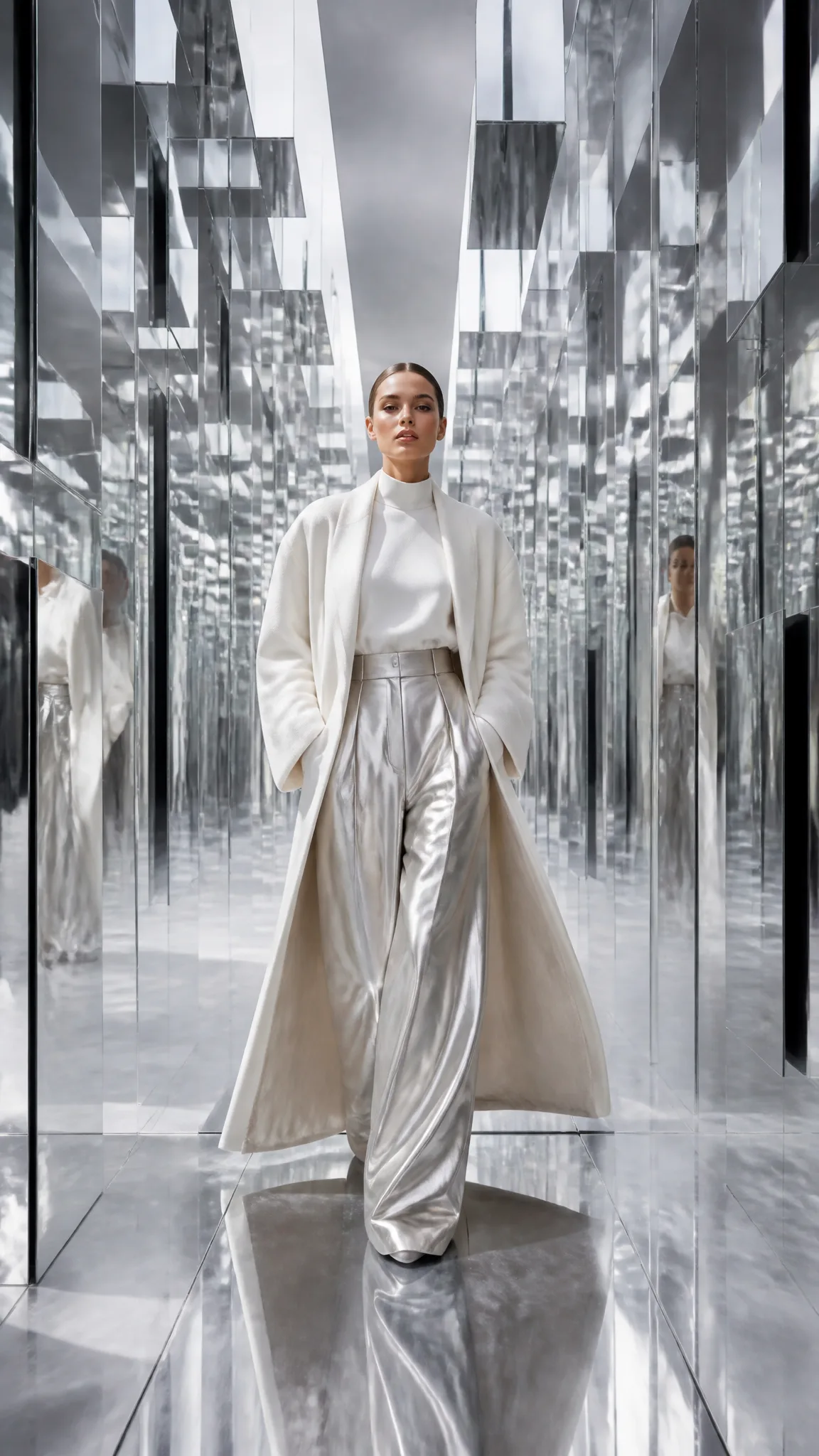 Ultra-luxury fashion editorial campaign, vertical 9:16 co...