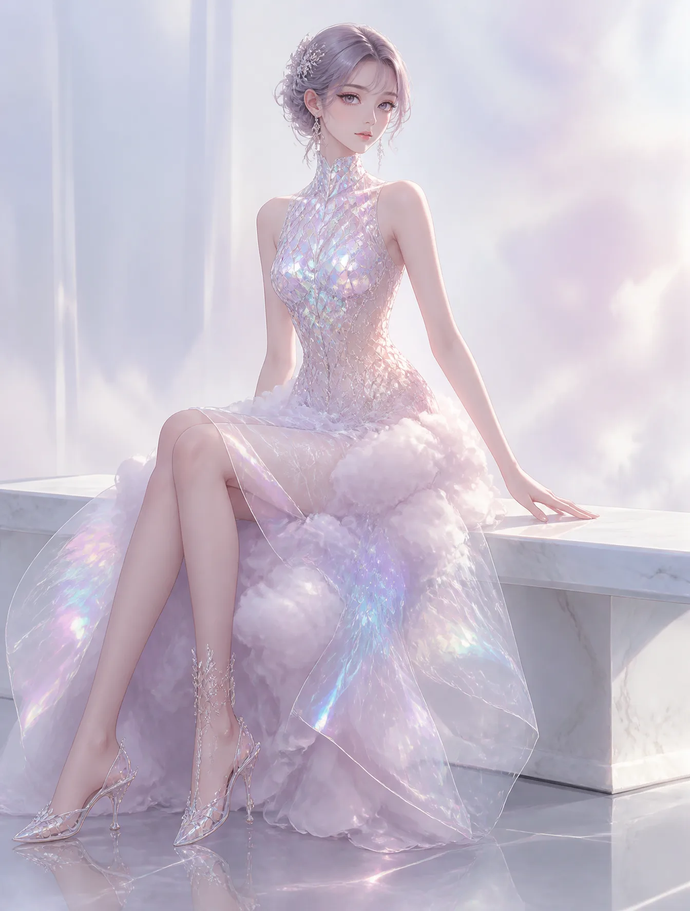 A dreamy anime fashion illustration highlighting a highly...