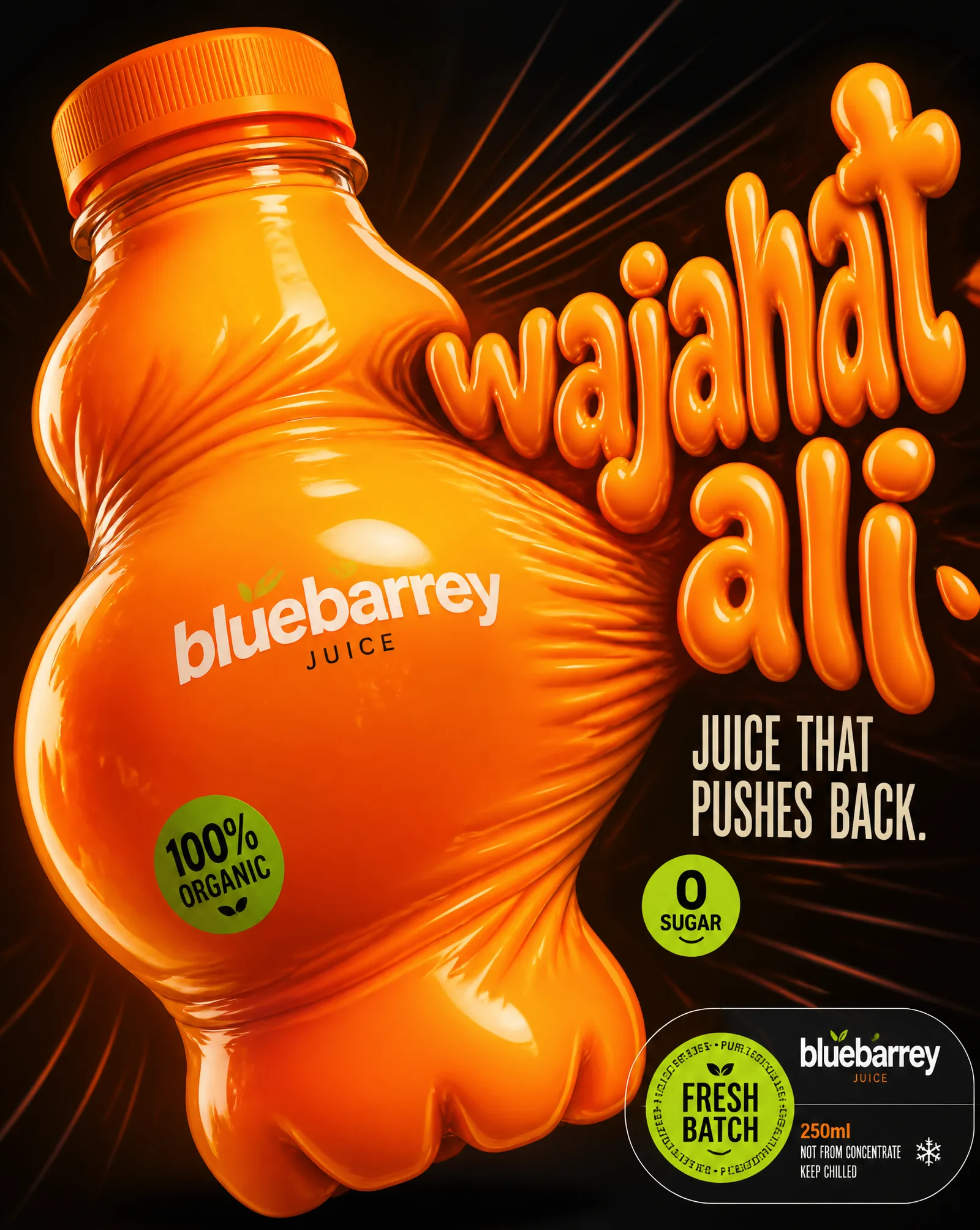 Design a '4:5' product poster for an 'bluebarrey' juice 3...