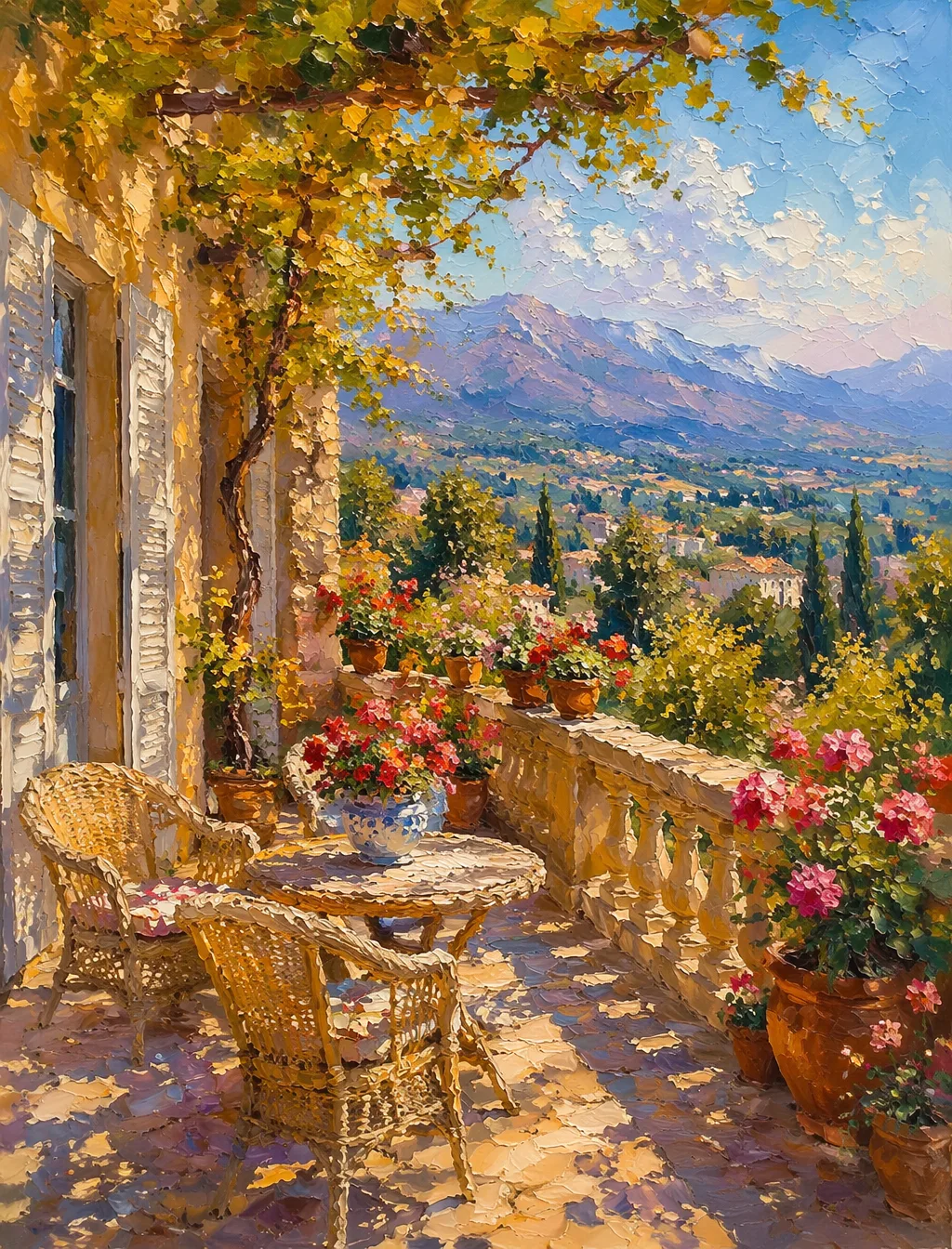 Vertical landscape oil painting, Impressionism palette kn...