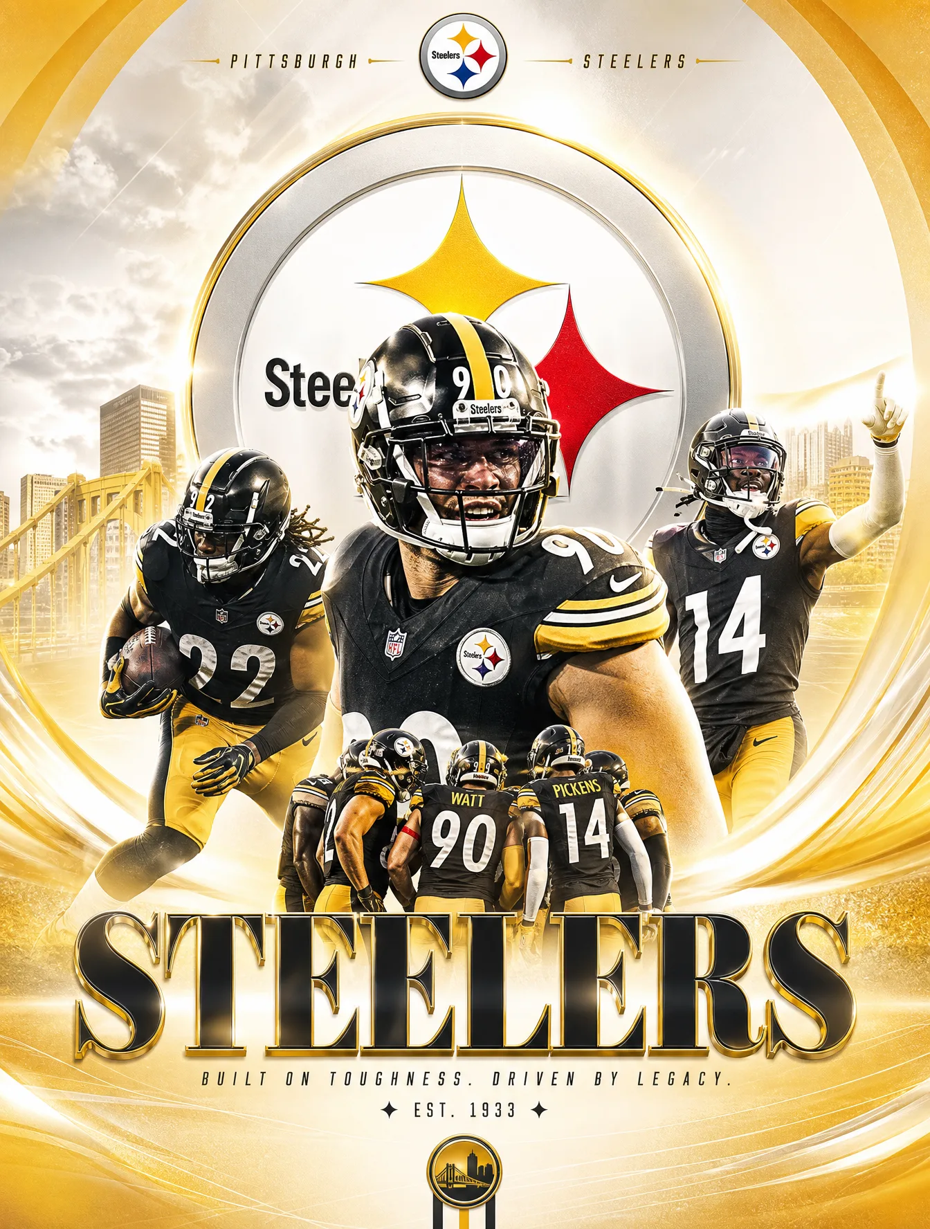 tạo lại đẹp hơn,sang trọng phù hợp đội steelers,tone sáng...