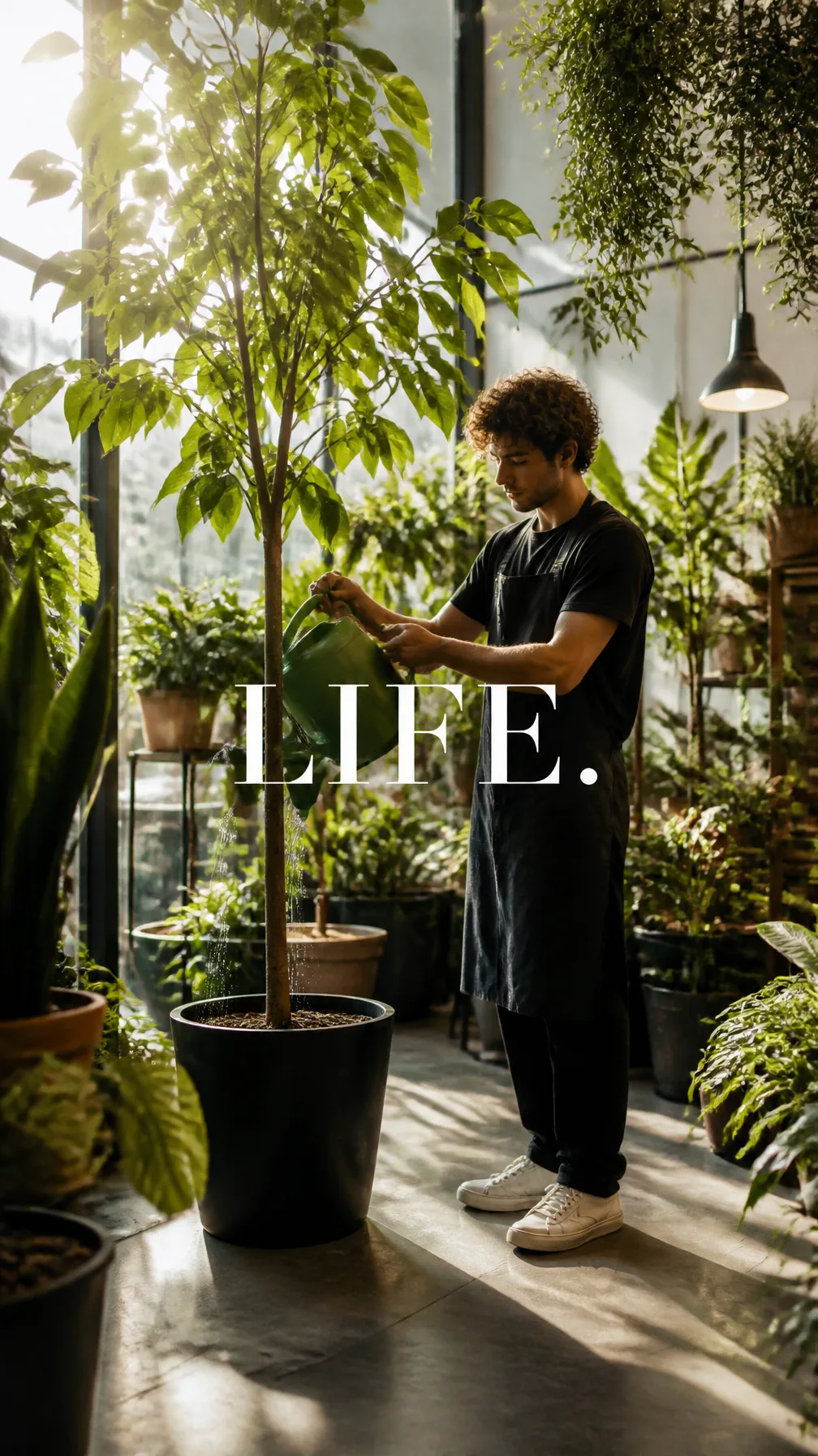 Premium editorial campaign.Main Subject:Young man florist...
