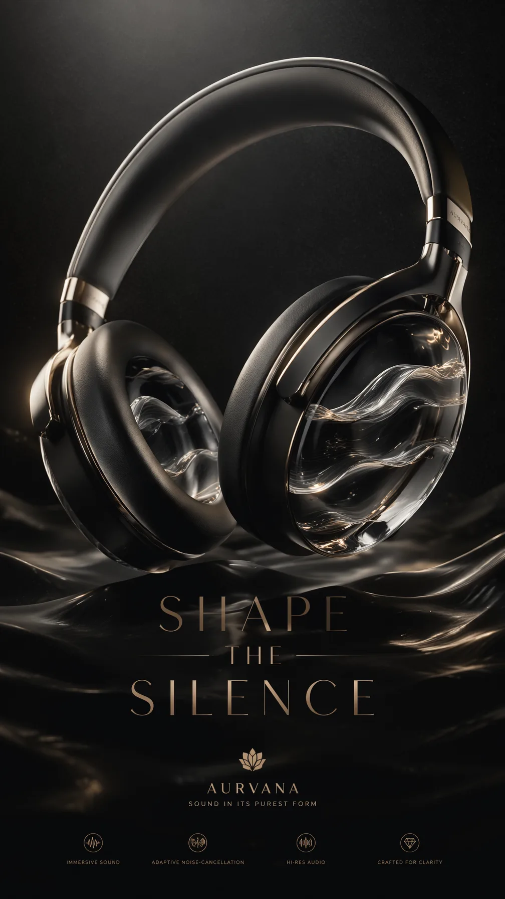 A premium 9:16 audio advertising poster.Main Subject:Prem...