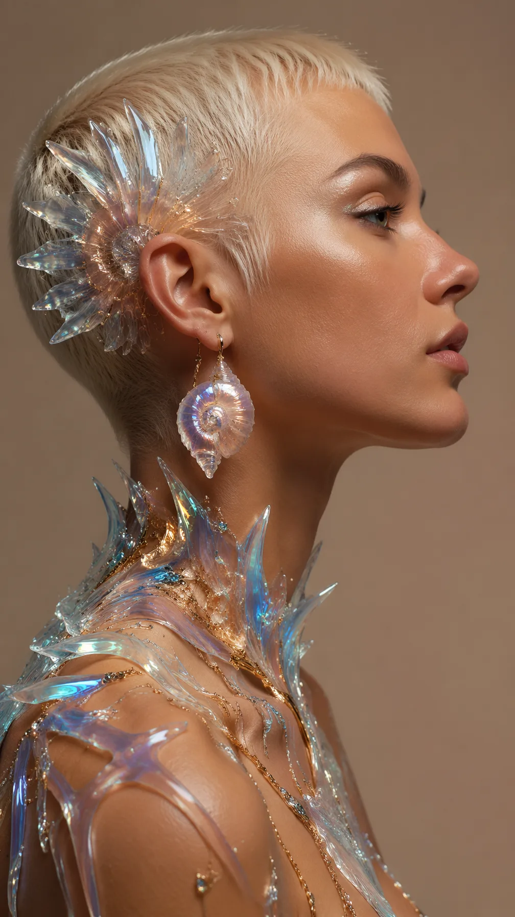 Vertical profile close-up portrait, ultra-realistic 3D re...