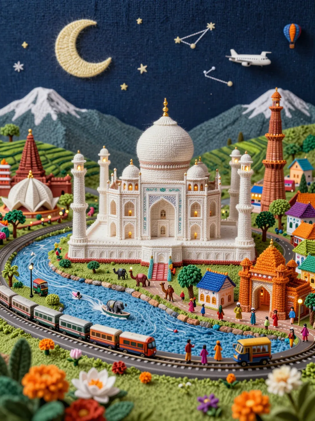 INDIA – Knitted Miniature DioramaA hyper-realistic detail...