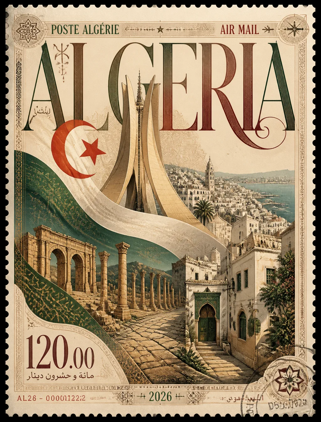 Create an image of an ultra-premium collectible postage s...