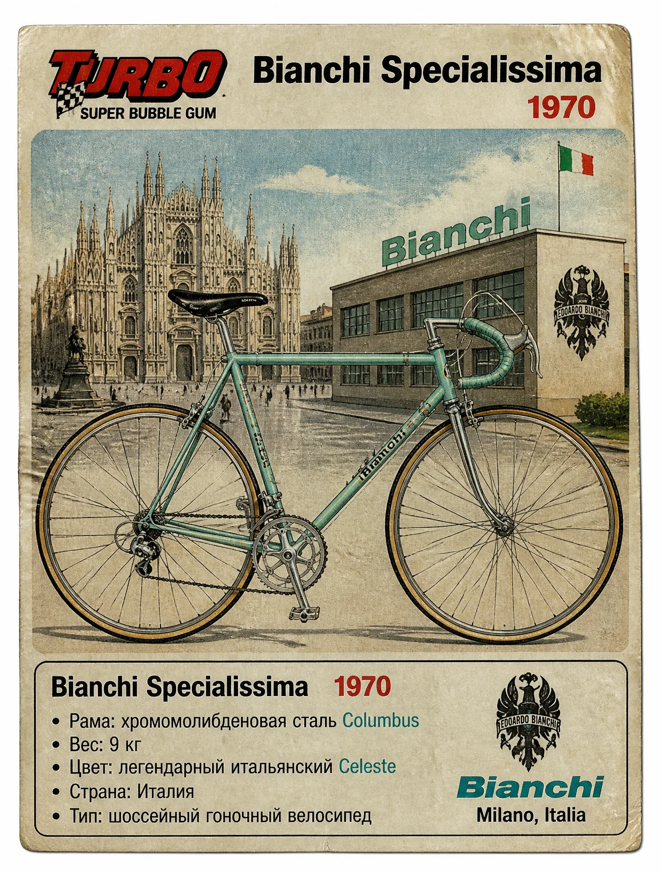 Велосипед Bianchi 1970 как вкладыш
