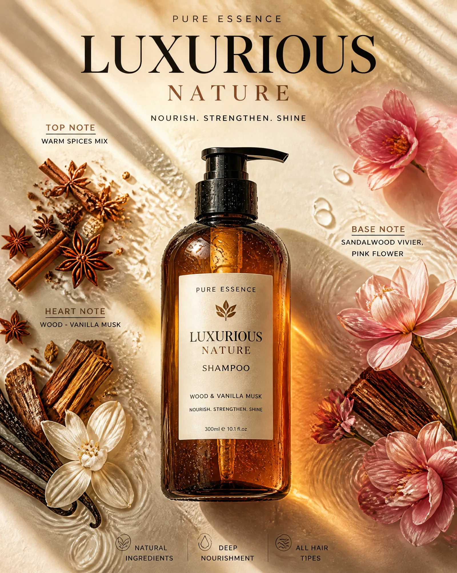 Editorial shampoo photography poster lay design . studio ...