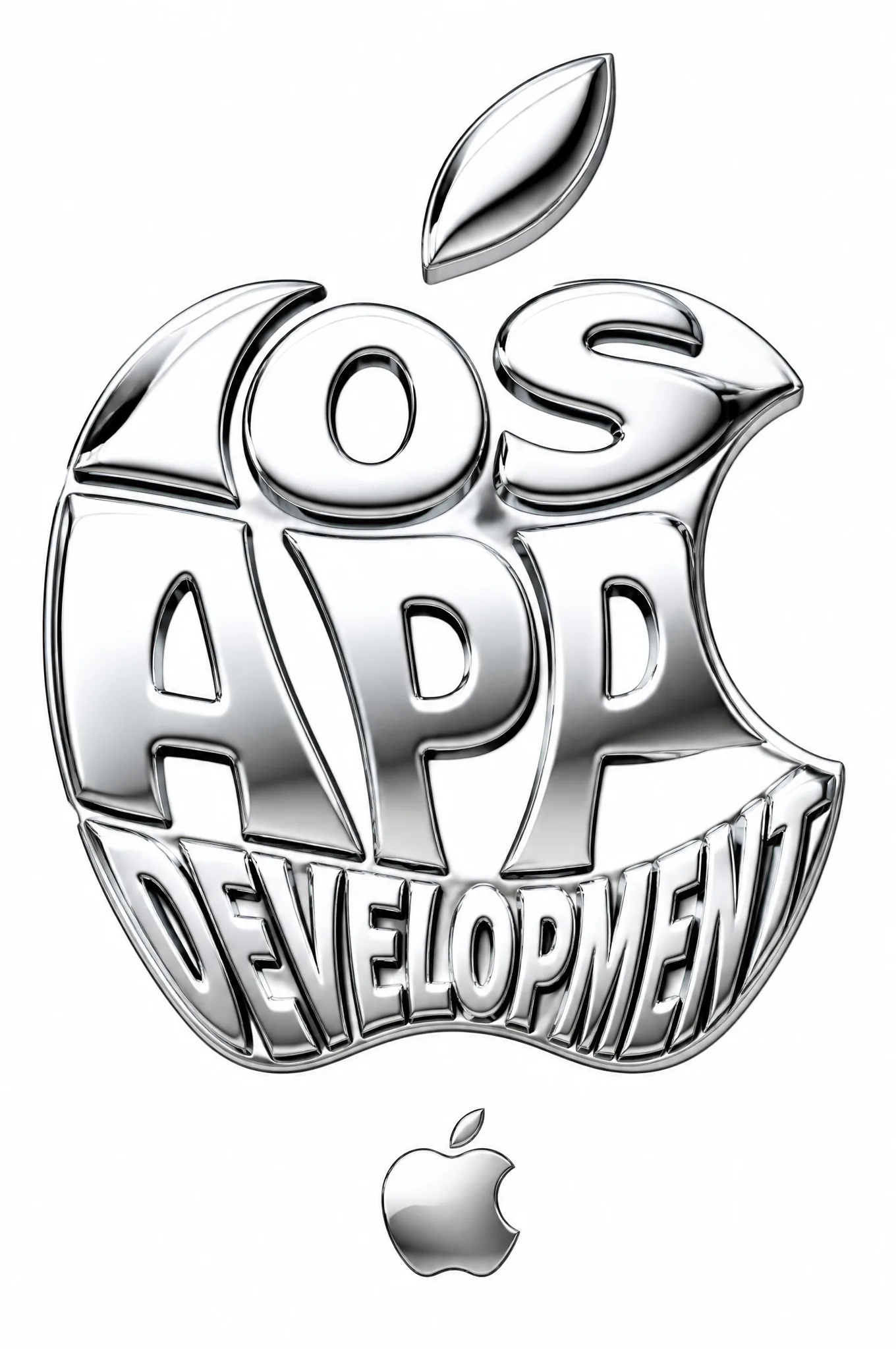 Create a typographic illustration shaped like a Apple, wh...